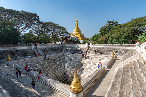 Devotional pool at Maha Sandar Mahi Pagoda, Amarapura, Mandalay Region, Myanmar