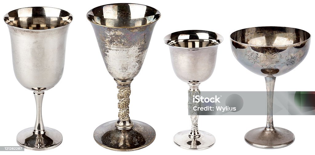 Silver plated goblets  Chalice Stock Photo