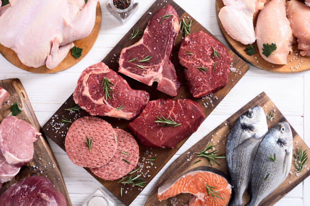 istock Assortment of meat and seafood 1212824095