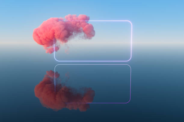 istock Cloud and geometric figure floating on the lake, 3d rendering. 1212826352