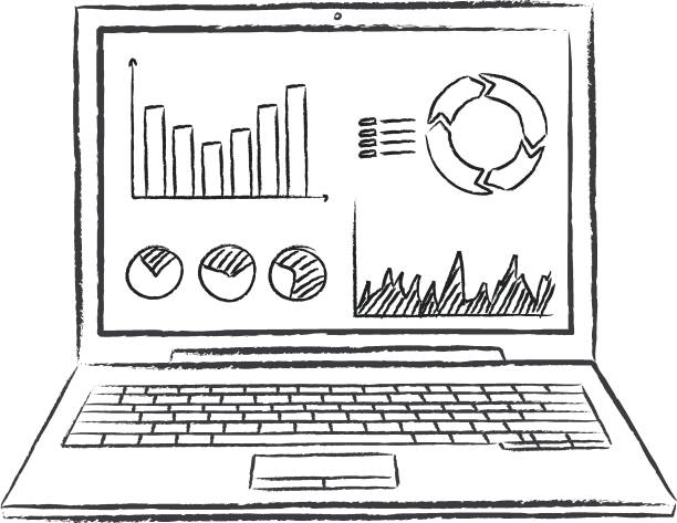 istock chalk doodle of laptop with data presentation on screen - front view 1212826406