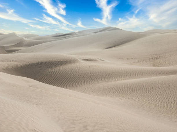 Famous sugar dunes of white desert in Oman, near Al Khaluf
