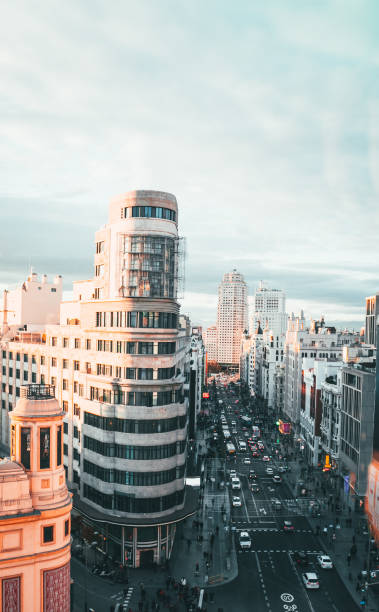 istock Panoramic view of Gran Via and Callao Square, Madrid, Spain. 1212831730