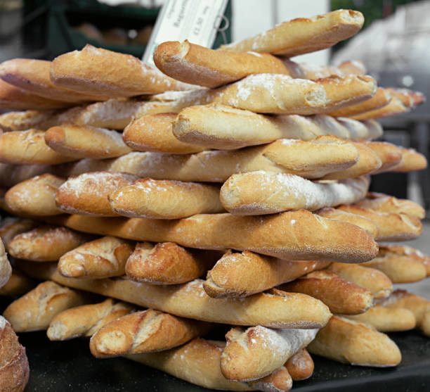 Delicious baguettes, stacked in a London market. AdobeRGB