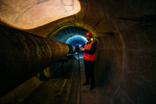 istock Tunnel worker examines pipeline in underground tunnel 1212837073