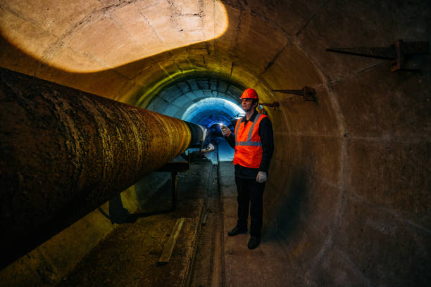 istock Tunnel worker examines pipeline in underground tunnel 1212837077