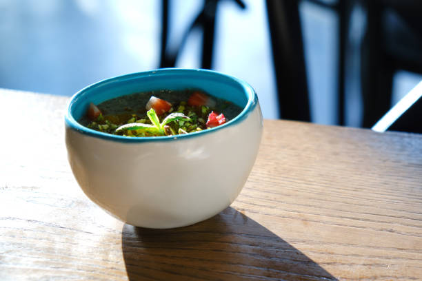 istock Pudding with strawberries and chia seeds on a cafe table, copy space 1212838538
