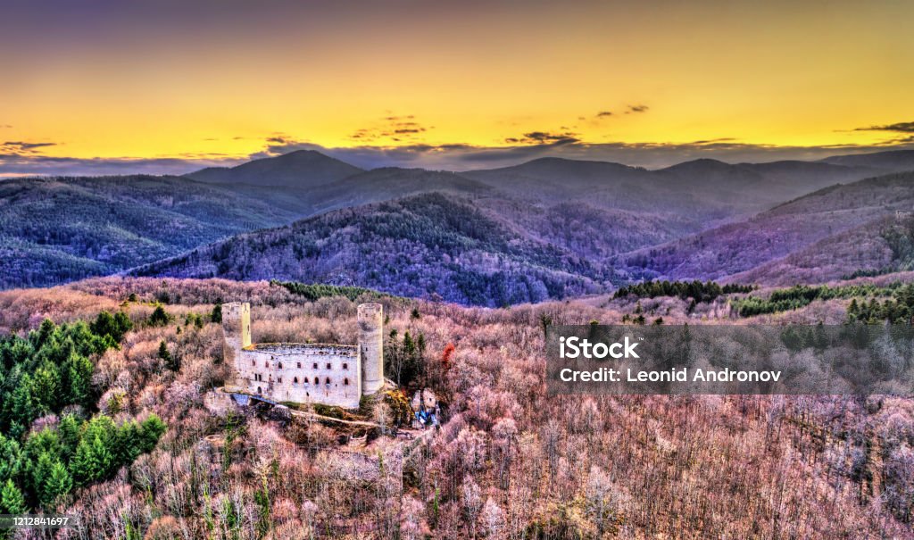 Andlau castle in the Vosges Mountains, France Haut-Andlau castle in the Vosges Mountains, the Bas-Rhin department of France Andlau Stock Photo