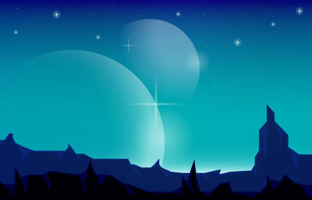 powierzchnia krajobrazu planet sky space science fiction fantasy ilustracja - art astronomy space stratosphere stock illustrations