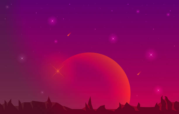 istock Landscape Surface of Planet Sky Space Science Fiction Fantasy Illustration 1212851898