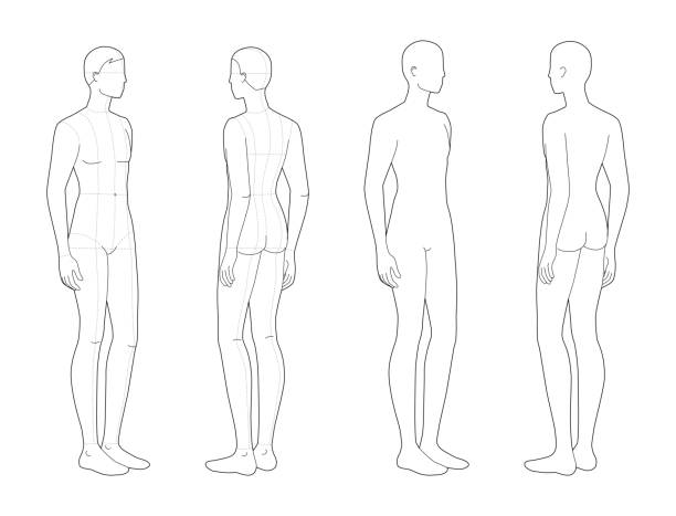 istock Fashion template of 4 standing men 1212851988