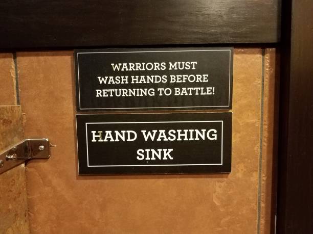 istock warriors must wash hands before returning to battle sign 1212858456