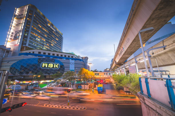 istock Panoramic view Cityscape business district ( Siam center , Mbk , Central world , Bangkok, Thailand) building at dusk 1212860682