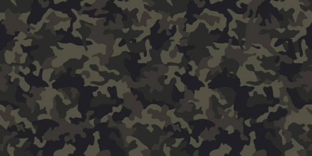 ilustraciones, imágenes clip art, dibujos animados e iconos de stock de patrón de camuflaje sin costuras. textura caqui, ilustración vectorial. fondo de impresión de camuflaje. telón de fondo de estilo militar abstracto - camuflaje