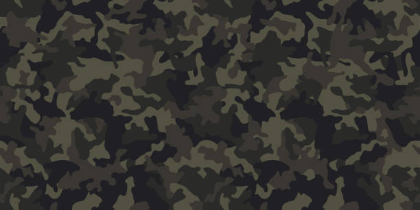 bezszwowy wzór kamuflażu. tekstura khaki, ilustracja wektorowa. tło drukowania kamuflażu. abstrakcyjne tło stylu wojskowego - camouflage stock illustrations