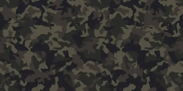 Vector illustration of Seamless camouflage pattern. Khaki texture, vector illustration. Camo print background. Abstract military style backdrop