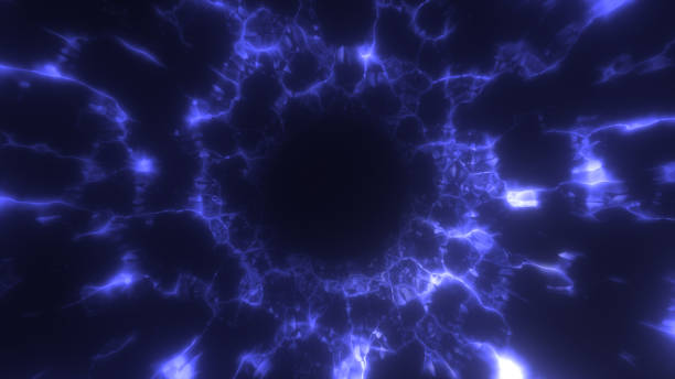 istock Futuristic Sci-fi energy tunnel in space Glowing Lights 3d rendering 1212874875