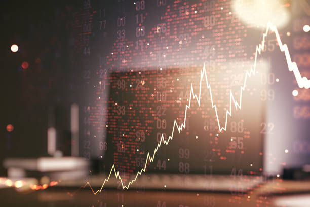 istock Multi exposure of abstract financial diagram with world map on computer background, banking and accounting concept 1212875583