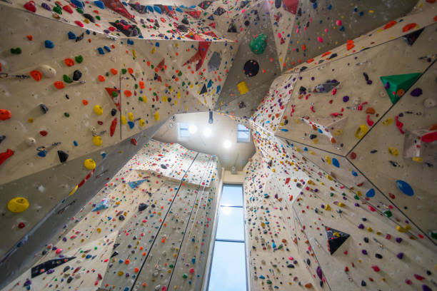 Wall of an Empty Indoor Climbing Gym