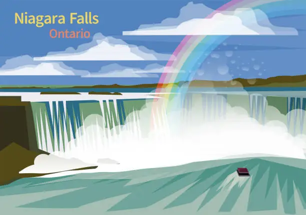 Vector illustration of Niagara Falls, Canadian province of Ontario