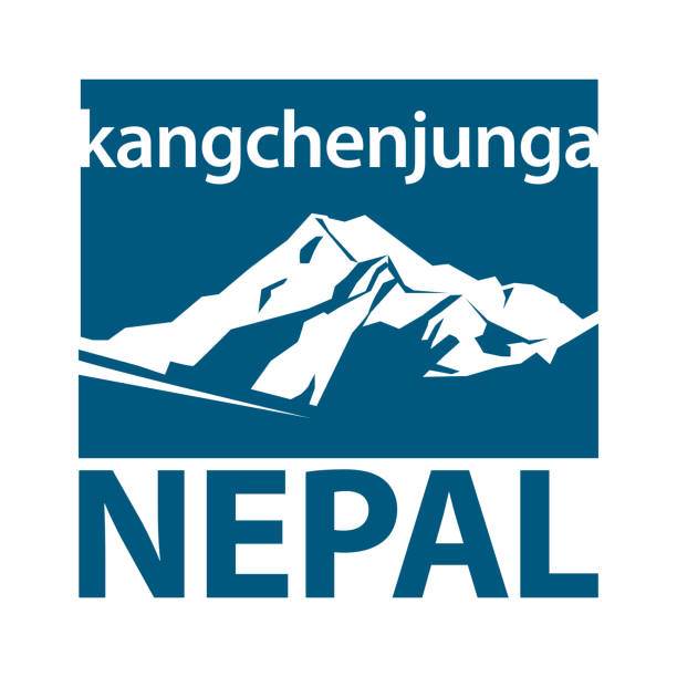 Kangchenjunga is the third highest mountain in the world, Nepal Kangchenjunga is the third highest mountain in the world, Nepal, Asia - climbing, trekking, hiking, mountaineering and other extreme activities template, vector kangchenjunga stock illustrations