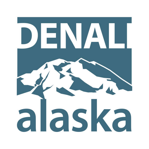 Mount Denali is the highest mountain peak in North America Mount Denali is the highest mountain peak in North America, located in Alaska - climbing, trekking, hiking, mountaineering and other extreme activities template, vector alaska landscape stock illustrations