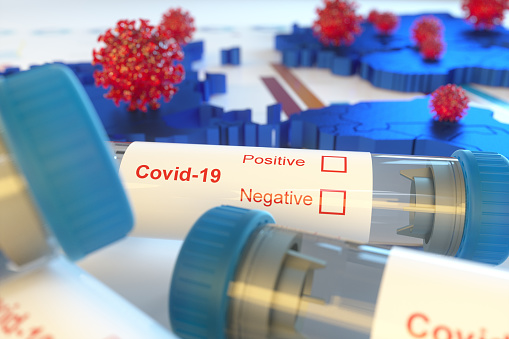 Covid-19 vaccine research,Covid-19 and map concepts.