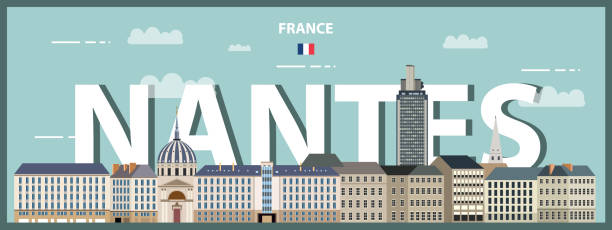 Nantes cityscape colorful poster. Vector detailed illustration Nantes cityscape colorful poster. Vector detailed illustration nantes stock illustrations