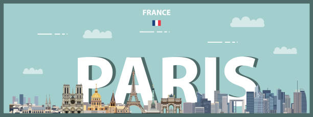 illustrations, cliparts, dessins animés et icônes de affiche colorée de paysage urbain de paris. illustration détaillée de vecteur - louvre