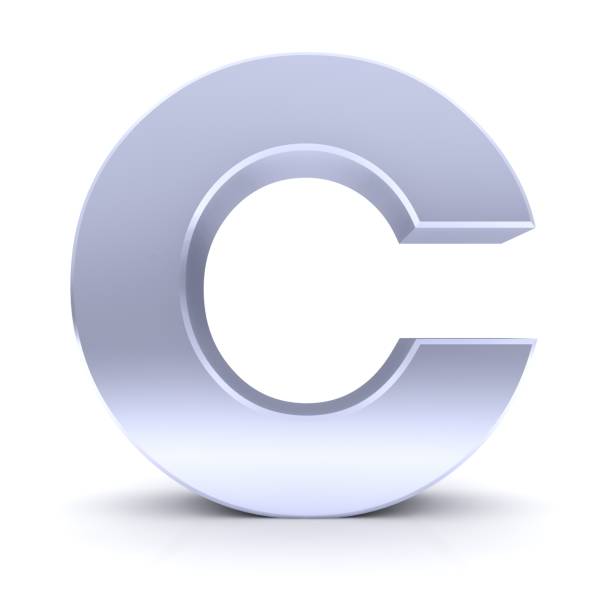 letter C silver 3d rendering sign capital letter alphabet icon text symbol