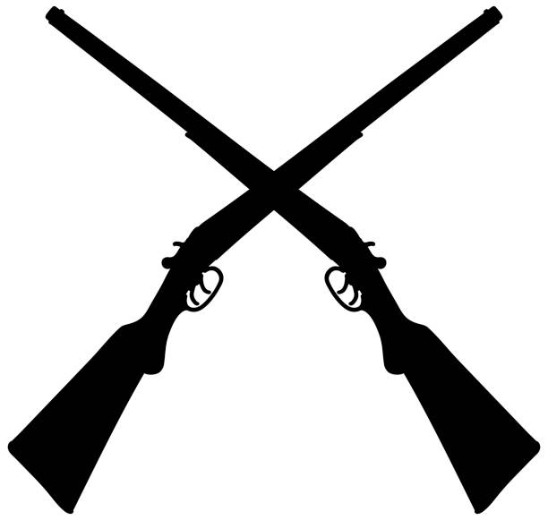 istock The black silhouettes of two old hunting rifles 1212898867