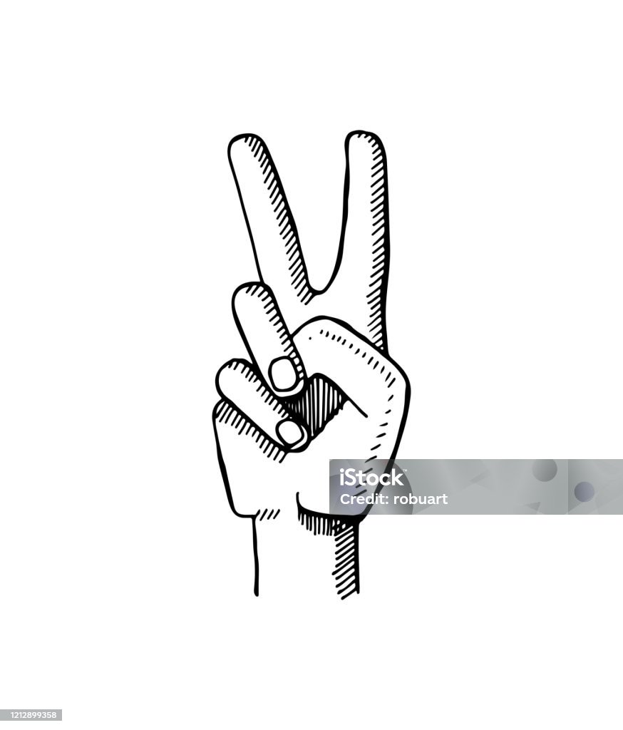 Dấu Hiệu Hòa Bình Được Thực Hiện Bởi Hình Minh Họa Vector Hai Ngón ...
