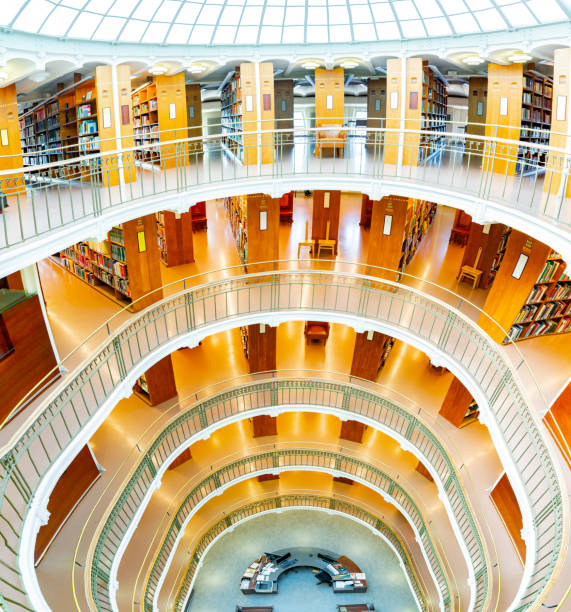 Helsinki, Finland-09/19/2019: This pic interior of shows National Library of Finland in Helsinki city. Pictures are allowed to take inside the Library.