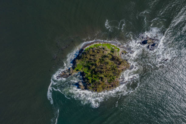 Aerial drone view above Snapper Island at Batemans Bay on the NSW South Coast, Australia stock photo
