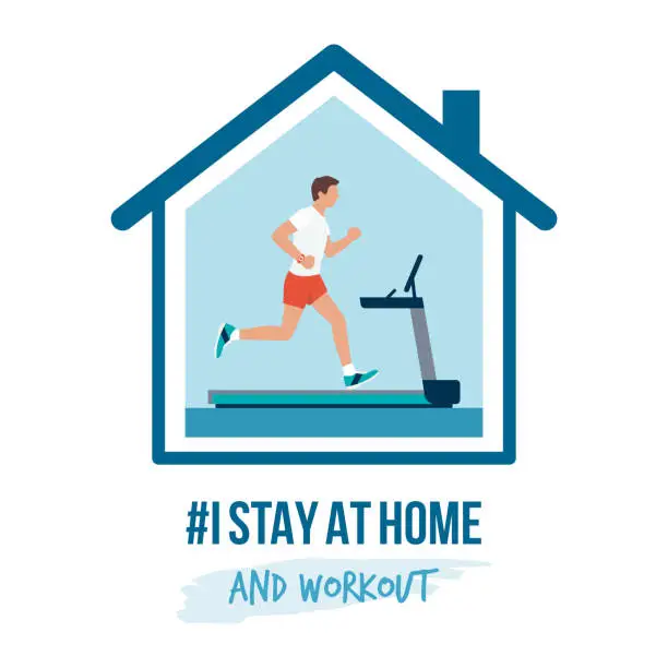 Vector illustration of I stay at home awareness campaign and coronavirus prevention