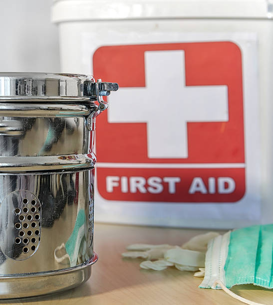 istock First Aid Box And Vintage Sterilizer. Closeup 1212906568