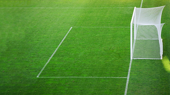 empty soccer goal in the stadium - ready for the game