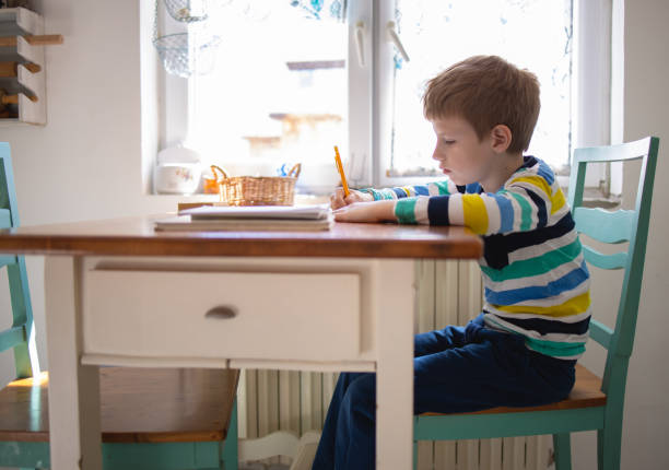 istock Little Boy Doing Homework at Home 1212913830