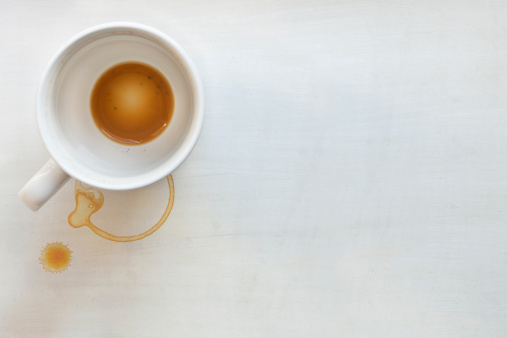 An overview of an empty cup of coffee