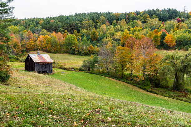 istock Rollin rural landscape in Vermont on a cloudy fall day 1212914983
