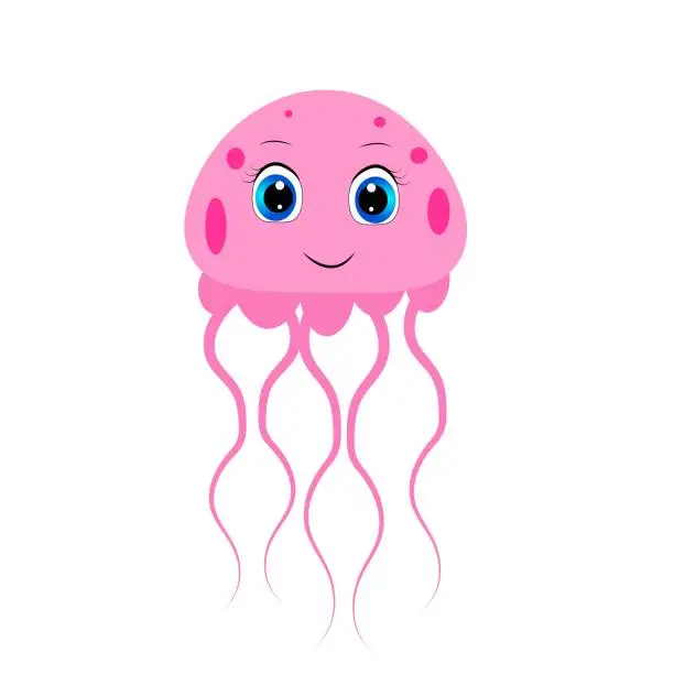 Vector illustration of cute cartoon jellyfish illustration