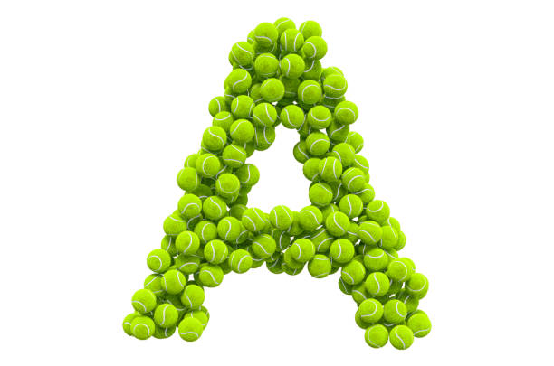 Letter A from tennis balls, 3D rendering isolated on white background Letter A from tennis balls, 3D rendering isolated on white background large letter a stock pictures, royalty-free photos & images