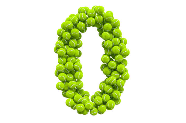 Number 0 balloon in glass sphere. Digitally generated image.