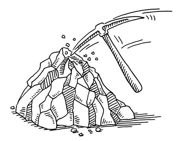 Archaeological Excavation Symbol Drawing Hand-drawn vector drawing of a Archaeological Excavation Symbol. Black-and-White sketch on a transparent background (.eps-file). Included files are EPS (v10) and Hi-Res JPG. drawing of hand tool stock illustrations
