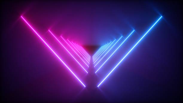 istock 3D rendering Glowing Neon Lights on dark background 1212920725