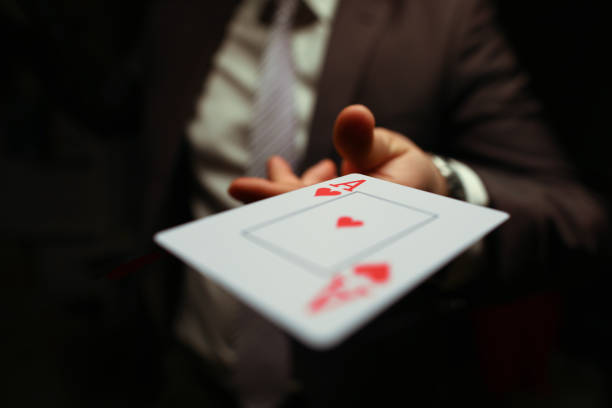 istock Trump in sleeve, strategy business card game. 1212920833
