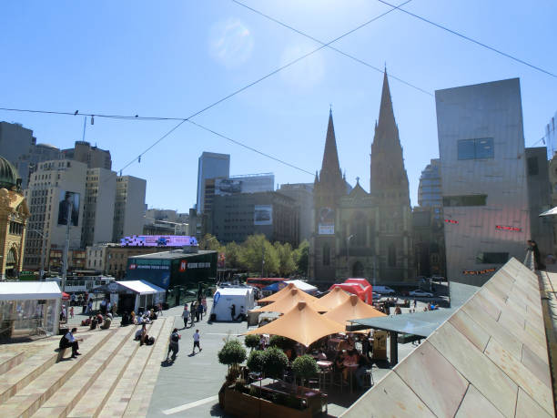 istock Federation Square and St. Paul's Cathedral in downtown Melbourne 1212921031