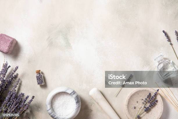 Spa Treatment Natural Background Top View Flat Lay Selfcare Concept Stock Photo - Download Image Now