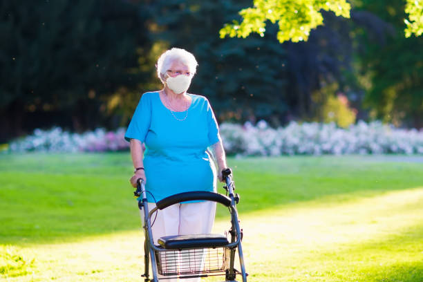 istock Senior woman in face mask. Virus outbreak. 1212925665