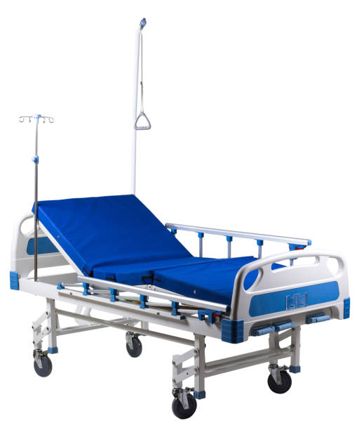 Modern mobile medical bed isolated on white Modern mobile transforming medical bed isolated on white background stretcher stock pictures, royalty-free photos & images